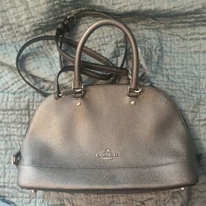 Silver Coach Shoulder Bag